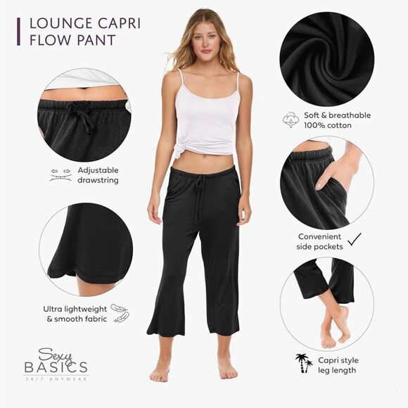 Sexy Basics Cotton Lounge -Yoga Style Capri - Picture 4 of 6
